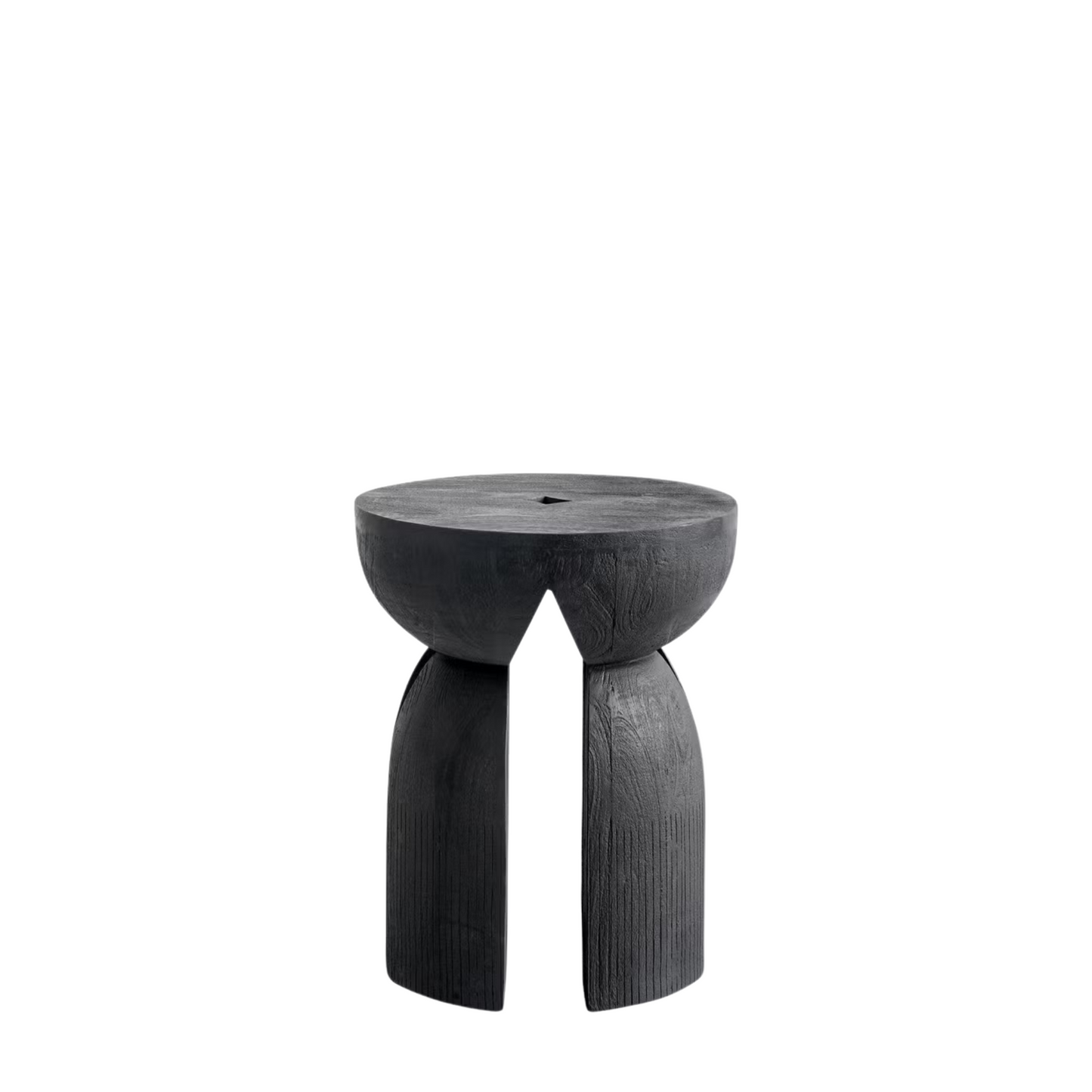 Ebon Arc Round Wood Side Table
