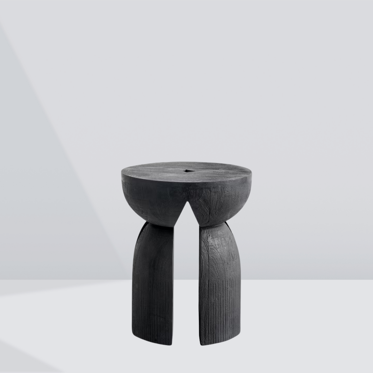 Ebon Arc Round Wood Side Table