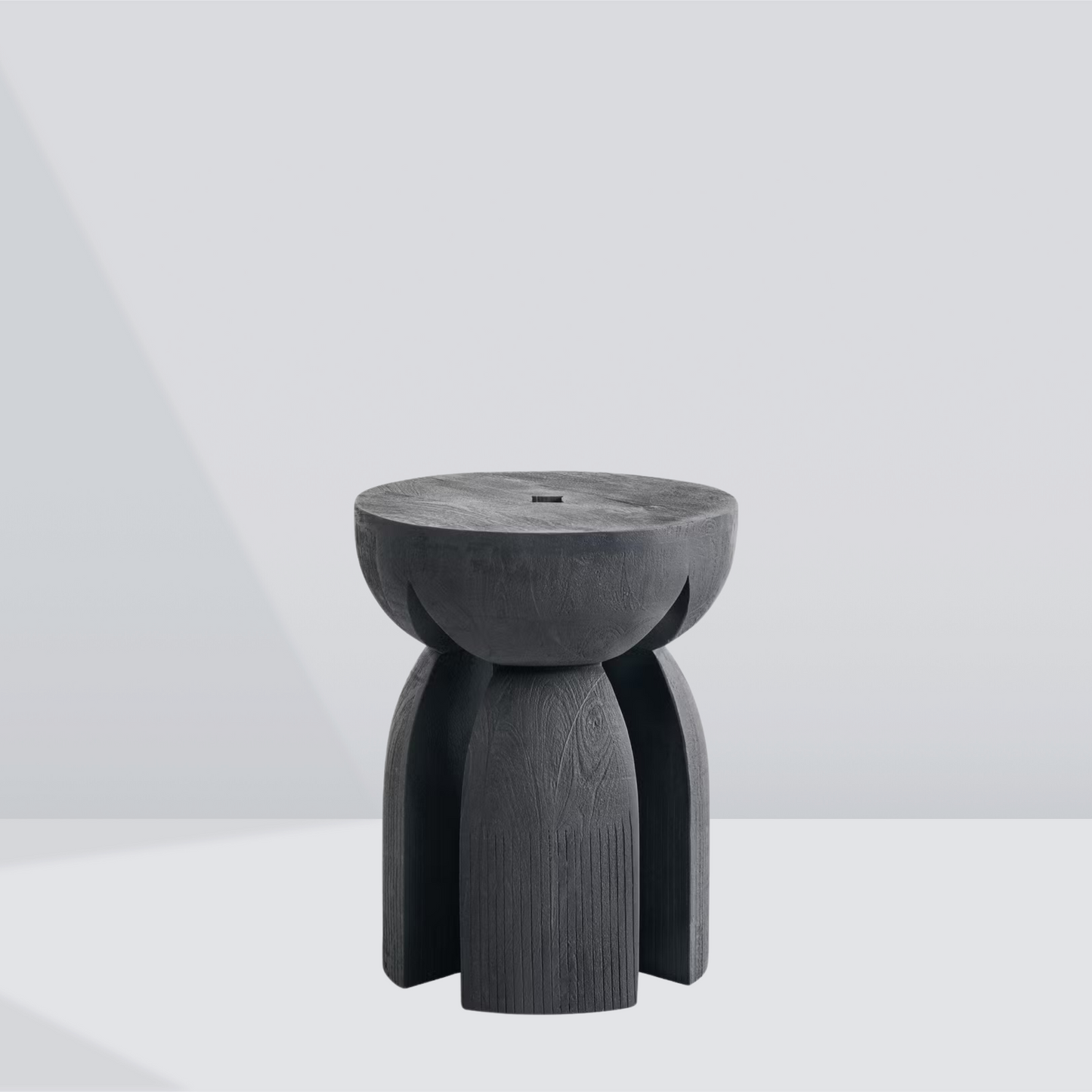 Ebon Arc Round Wood Side Table
