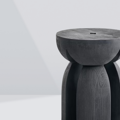 Ebon Arc Round Wood Side Table